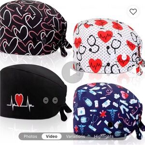 Adjustable Caps with Button & Sweatband, Elastic Bandage Tie Back Hats for Women